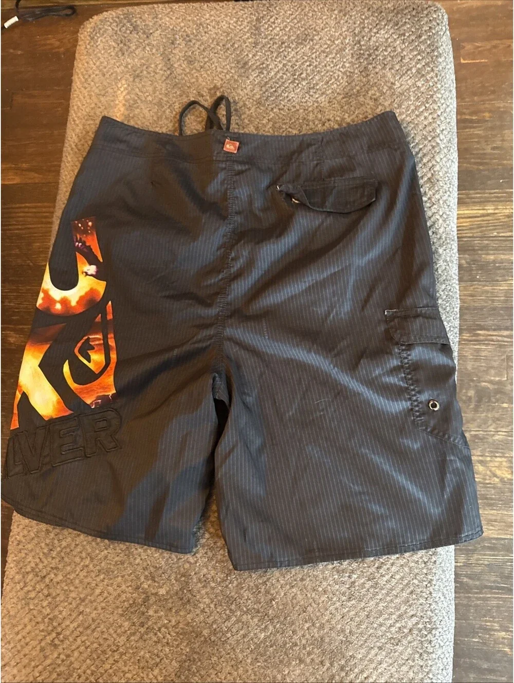 Y2K Vintage Quicksilver Board Shorts Cargo Camo Mens 40 Surfing Swim Embroidered